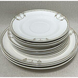 12 Piece Lot Symphony Salem 23 karat gold 4 Saucers 5 Bread Plate 3 Bowl Stained